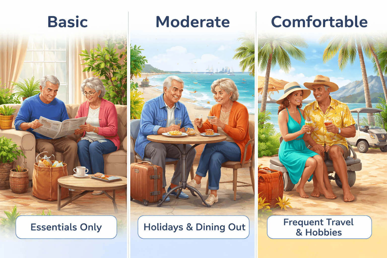 Different retirement lifestyle levels in the UK